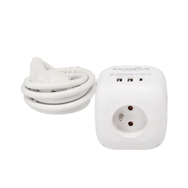 PRIZĂ EXTENSIBILĂ CU 3 IESIRI 230V ȘI 3 IESIRI USB 1,5 M ALBĂ *2578