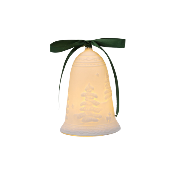 LED CERAMIC BELL WITH GREEN RIBBON