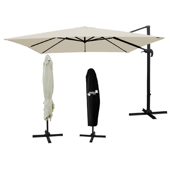 PARASOL OGRODOWY "MINI ROMA" 2,5 x 2,5 M BEŻOWY Z POKROWCEM 