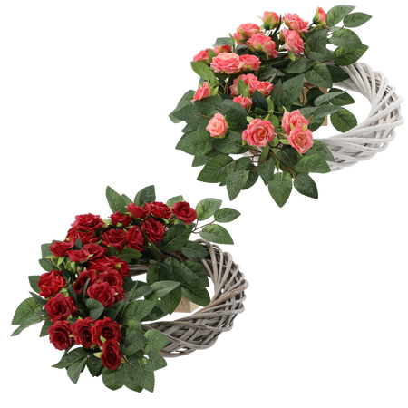 BUNCH CH-30 (WIDTH 45 CM, HEIGHT 30 CM) WREATH WITH ROSES MIX COLOR