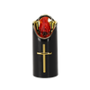 LED CANDLE RICO 12.5CM WITH BATTERIES BLACK+GOLD RED FLAME*7989