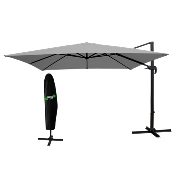 GARDEN UMBRELLA "ROMA" 3 X 4 M GRAY WITH COVER