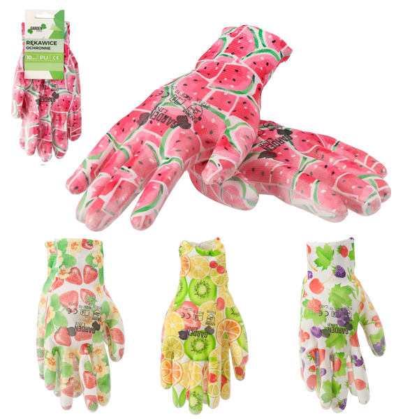 GARDEN GLOVES "10" PATTERN, POLYESTER WITH POLYURETHANE PACKET=12