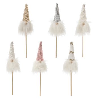 CHRISTMAS GNOME ON A STICK 7 x 3 x 24 CM MIX COLORS