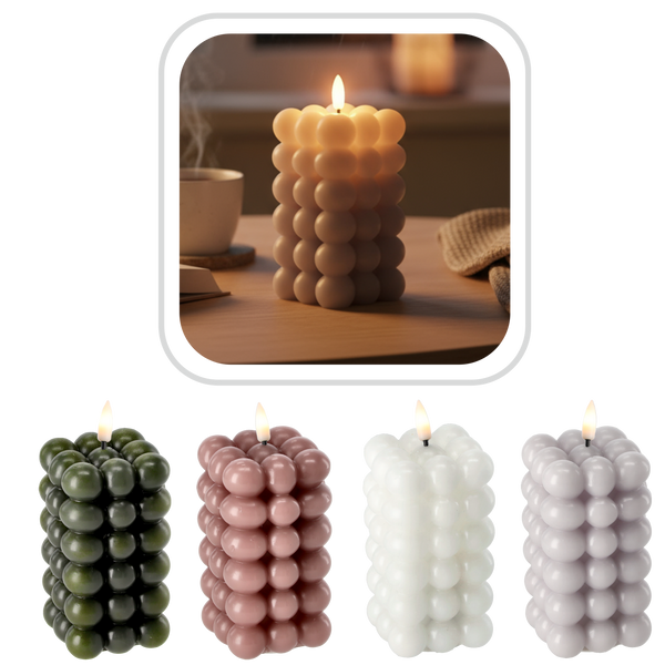 CANDLE DIN CERAMICĂ LED - BUBBLE 6 x 11,5 CM MIX CULOARE *9324