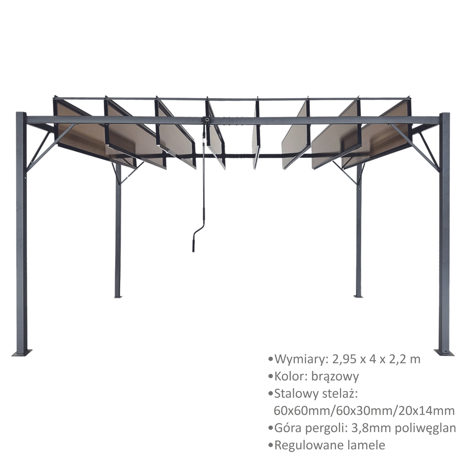 PERGOLA OGRODOWA Z RUCHOMYMI LAMELAMI Z POLIWĘGLANU 3 x 4 M BRĄZOWA pol_pl_PERGOLA-OGRODOWA-Z-RUCHOMYMI-LAMELAMI-Z-POLIWEGLANU-3-x-4-M-BRAZOWA-369_2