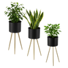 ZESTAW 3 STOJAKÓW NA KWIATY/ROŚLINY – CZARNY ZE ZŁOTYMI NÓŻKAMI