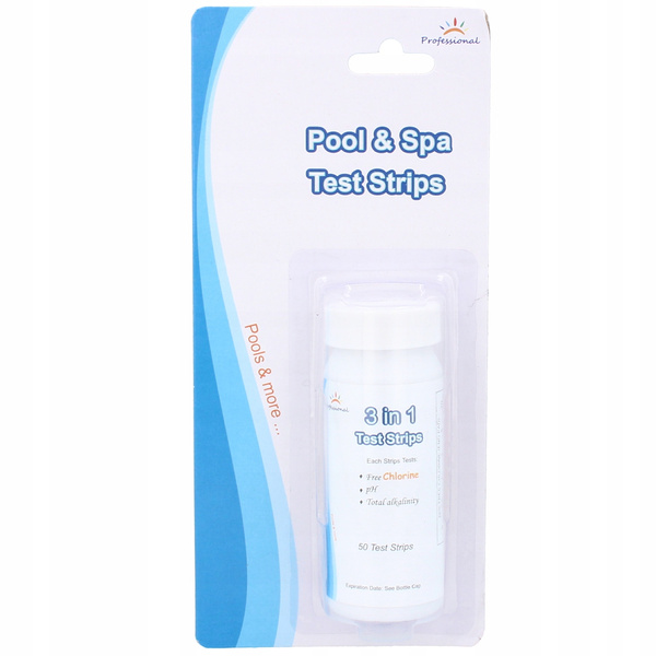 3 IN 1 WATER TEST STRIPS (50 STRIPS): PH, FREE CHLORINE, TOTAL ALKALINITY