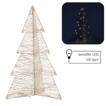 DECORAȚIUNE DE SĂRBĂTOARE - BRAD LED 75 CM AURIE ȘAMPANIE *6253