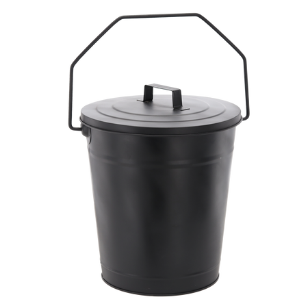 ASH COAL BUCKET WITH LID BLACK 12"