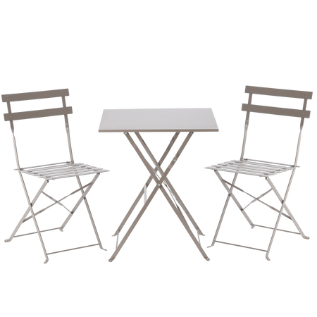 SET DE MOBILIER DE GRĂDINĂ GRI (MASĂ PATRATĂ + 2 SCAUNE) *5165