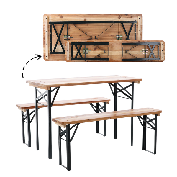 ZESTAW BIESIADNY - STÓŁ 117 x 56 x 76 CM + 2 ŁAWKI 117 x 25 x 46 CM