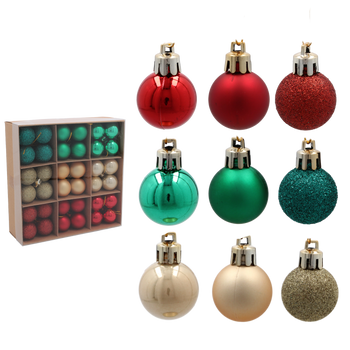 SET OF 72 CHRISTMAS BAUBLES MIX OF COLORS 3 CM