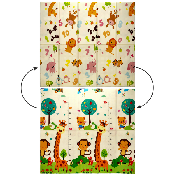 COVOR EDUCAȚIONAL DUBLAT 180x200x1 CM PLIABIL CU ANIMALE-CIFRE + GEANTĂ *4367