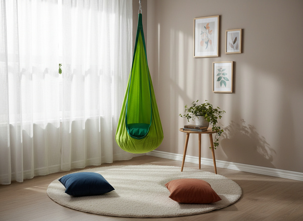 FOTEL WISZĄCY - KOKON DLA DZIECI 70 x 150 CM ZIELONY