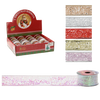 ŚWIĄTECZNA WSTĄŻKA DEKORACYJNA 3,8 CM x 2,7 M MIX KOLORÓW opak=24szt *4741