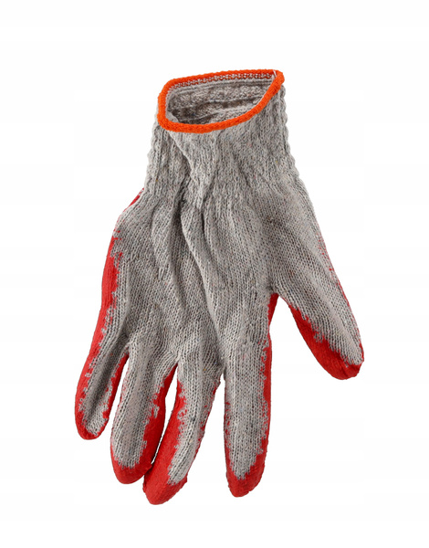 SET OF 10 GARDEN GLOVES RED/BLUE LATEX COATED