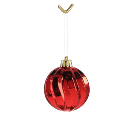 SET OF 9 BAUBLES 6 CM RED/GOLD/SILVER