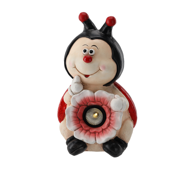 FIGURKA OGRODOWA - BIEDRONKA Z KWIATEM 22 x 20 x 36 CM LED *7287