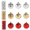 SET OF 24 BAUBLES 6 CM RED/GOLD/SILVER