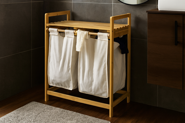 REGAŁ BAMBUSOWY Z DWOMA KOSZAMI 64x33x73 CM *6998