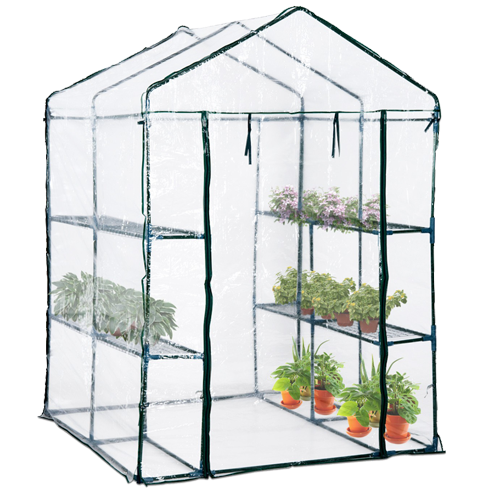 SZKLARNIA OGRODOWA Z PÓŁKAMI BIAŁA 140 x 140 x 200 CM