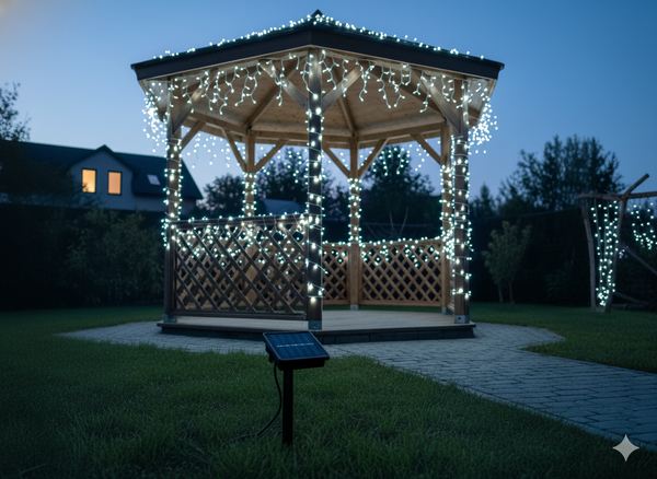 SOLÁRNE LED ŽIAROVKY 200L STUDENÁ BIELA, DĹŽKA 2 + 20 M *9942