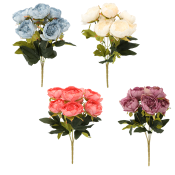 ARTIFICIAL FLOWER - 7 PEONIES 43 CM MIX COLORS