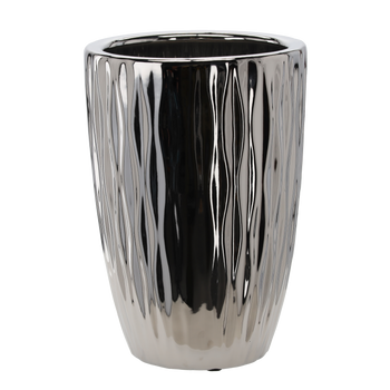 OSŁONKA CERAMICZNA NA DONICZKĘ 29 x 29 x 41,5 CM SREBRNA POŁYSK *0329