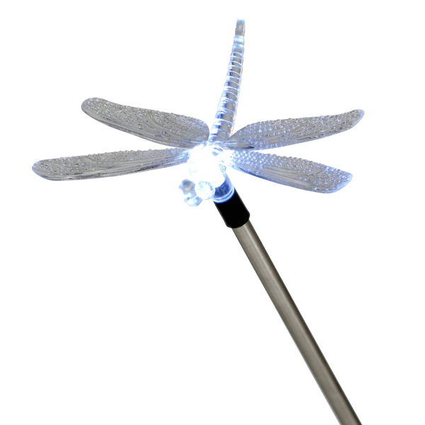 SOLÁRNA LAMPA LATIS 12,5 x 9,5 x 70 CM STRIEBORNÁ Kolibrík / Motýľ / Vážka Studená Biela *4344