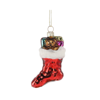 GLASS BAUBLE - RED SOCK 5 x 3,5 x 9 CM