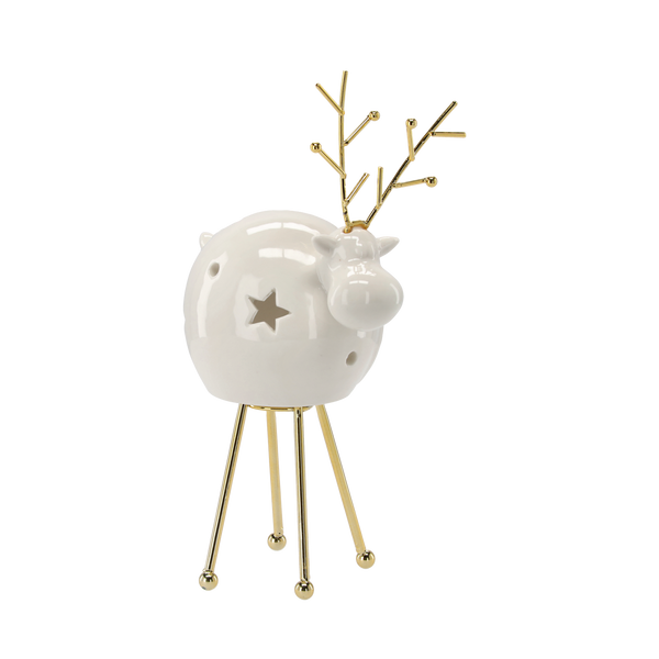 FIGURKA BOŻONAR.- RENIFER STOJÁCÍ NA TEALIGHT 22,3 CM balení=2ks *1276