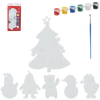 SET OF 6 CHRISTMAS DECORATIONS DIY + 6 PAINTS AND BRUSH ASSORTED 6 DESIGNS
