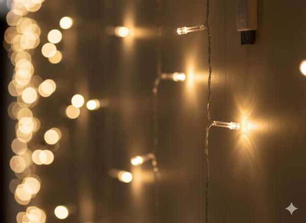 KURTYNA ŚWIETLNA DRUCIKI 240L CIEPŁY BIAŁY, 5 x 1,5 M, USB, Z PILOTEM *8462