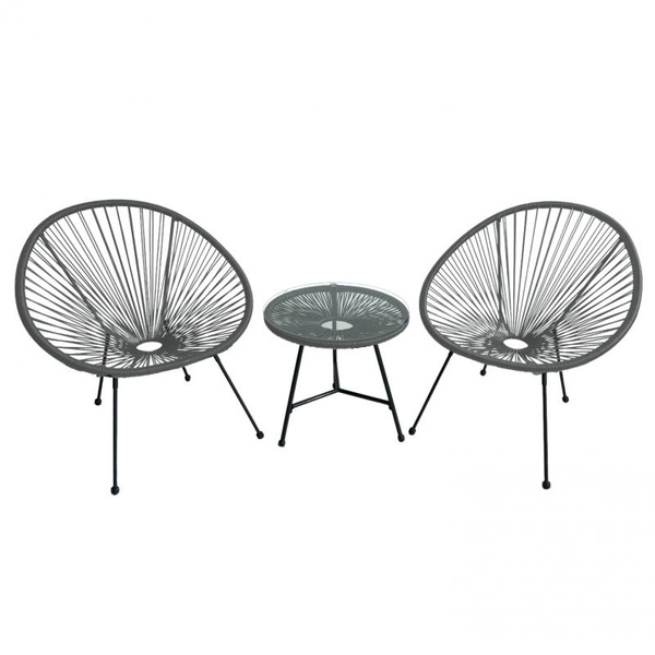 ZESTAW MEBLI OGRODOWYCH (2 KRZESŁA, STOLIK) - SZARY