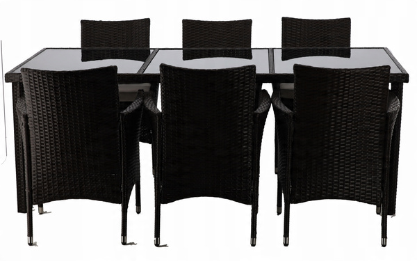 SET DE MOBILĂ DIN RATTAN (MORMÂT + 8 SCaUNE) MARO + BEJ. TABELA *1685