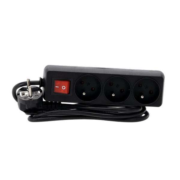 PRODLOUŽOVACÍ PŘÍBOJOVÁ ZÁSUVKA S VYPÍNAČEM 3 ZÁSUVKY 1,5 M ČERNÁ *8602