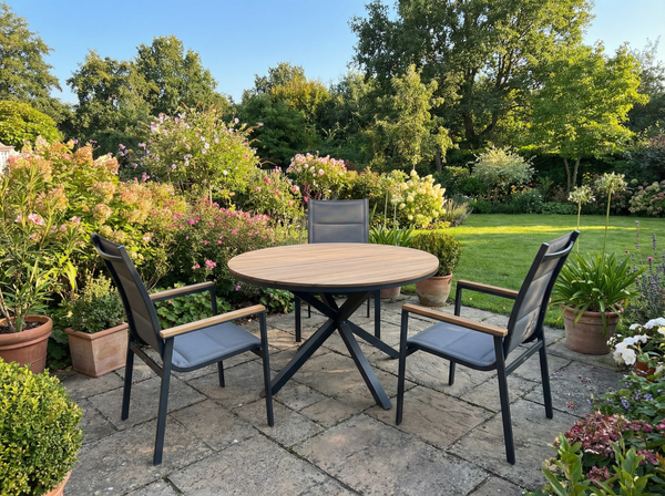 KRZESŁO ALUMINIOWE OGRODOWE POLYWOOD 64 x 55 x 91 CM CIEMNE SZARE