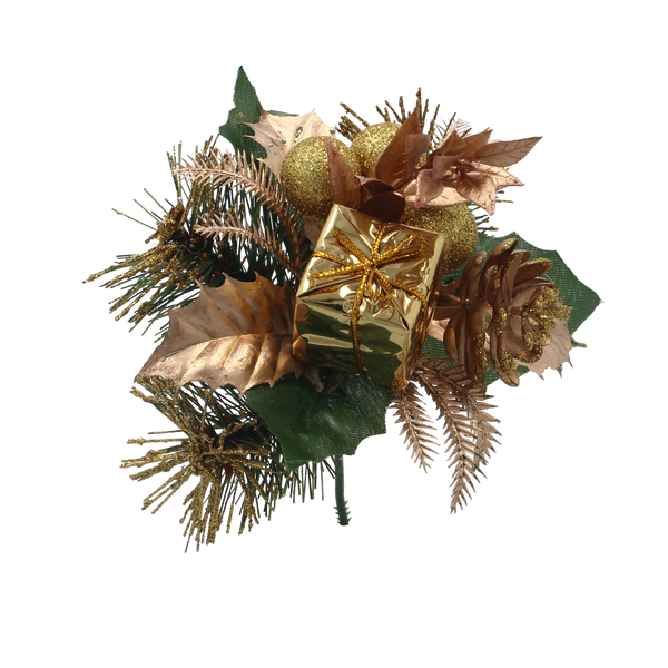 RAMIȚĂ DECORATIVĂ CRĂCIUN. 18 CM AURIE ambalaj=120buc *7979