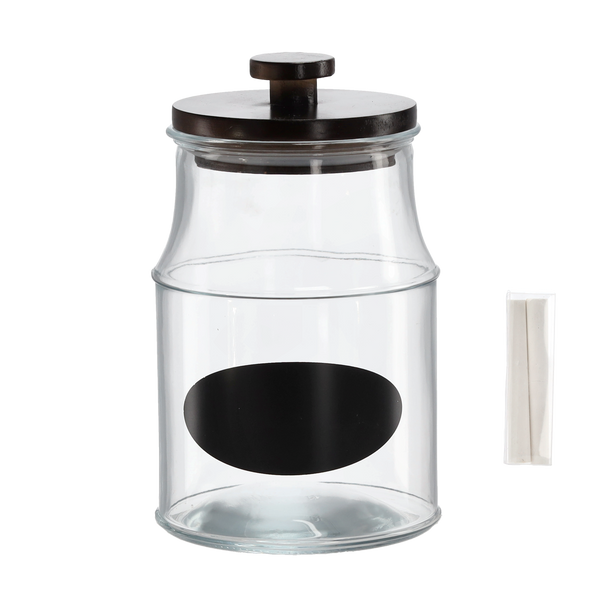 JAR 2.6 L WITH WOODEN LID, WRITING LABEL AND CHALK