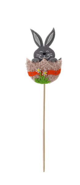 OZDOBA WIELKANOCNA NA PIKU - ZAJĄCZEK W SKORUPCE 6 x 10 CM MIX 3 KOLORÓW opak=12szt *9014