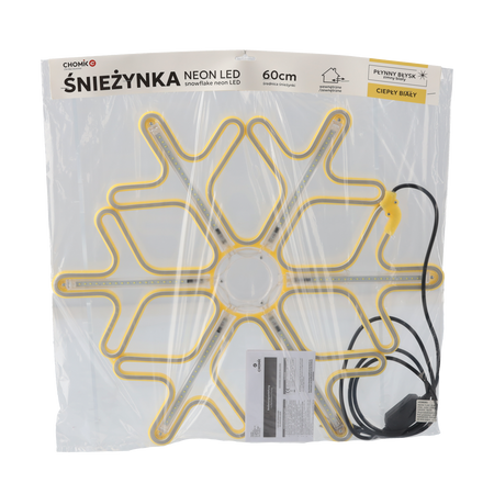 SNEŽINKA 60 CM NEON LED TEPLÁ BÍLÁ + STUDENÁ BÍLÁ BLIKAJÍCÍ VNITŘNÍ/VENKOVNÍ *8301