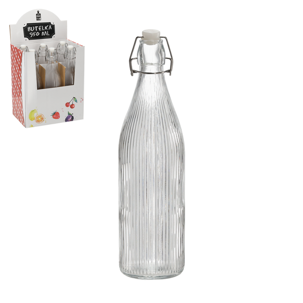 FĽAŠA 950 ML OKRÚHLA S MECHANICKÝM ZÁTKA disp=6ks *0550