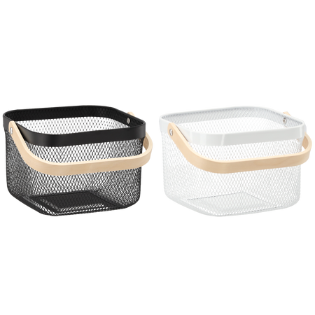 COS FRUCTE 24,5 x 24,5 x 18 CM PATRAT CU MÂNER MIX 2 CULORI ALB/NEGRU *9073