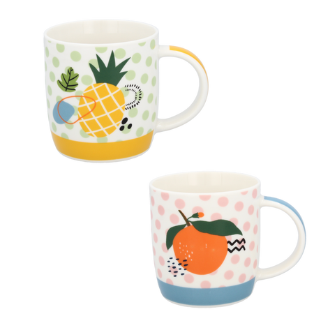 KUBEK PORCELANOWY ANANAS/POMARAŃCZA 365ML opak=12szt *6196