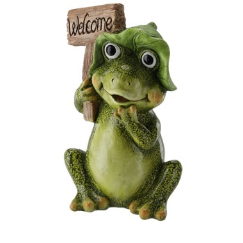 FIGURKA OGRODOWA - ŻABA SIEDZĄCA "WELCOME" 25 x 18 x 36,5 CM *7201