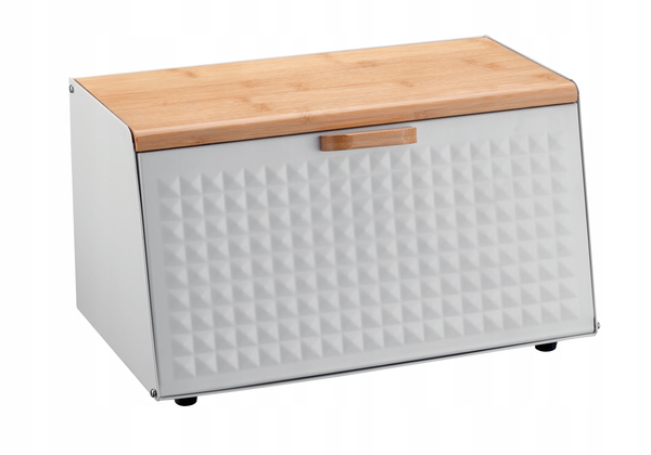 CHLEBAK HIBISCO - EMALIOWANY Z POKRYWĄ BAMBUSOWĄ 35,5 x 17 x 19,5 CM BIAŁY *8886