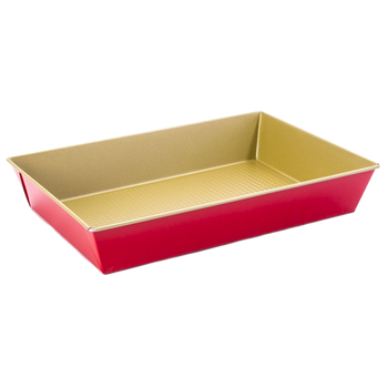 Plechová forma 30x11x7,5 cm s nelepivým ochranným povlakom zlatá červená *3528*