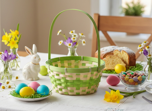 EASTER BASKET WITH MOVABLE HANDLE 21,5 x 11 CM MIX 2 COLORS