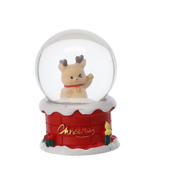 CHRISTMAS SNOW GLOBE - REINDEER / SNOWMAN / BEAR 4.5 x 7 CM disp=12pcs *5676